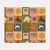 Boho Retro Hemelse Zon Maan Fleece Deken (Voorkant (Horizontaal))