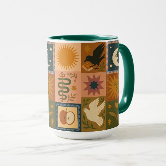 Boho Retro Hemelse Zon Maan Mok (Voorkant rechts)