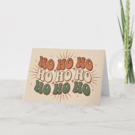 Boho Retro Ho Ho Ho Kerstmis Feestdagen Kaart
