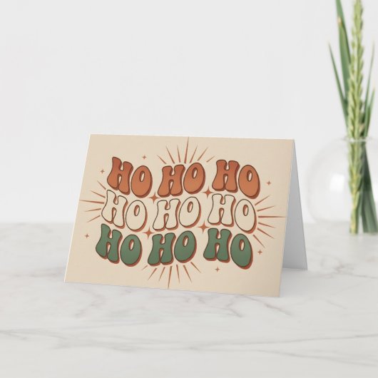 Boho Retro Ho Ho Ho Kerstmis Feestdagen Kaart (Voorkant)