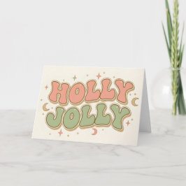 Boho Retro Holly Jolly Christmas Feestdagen Kaart