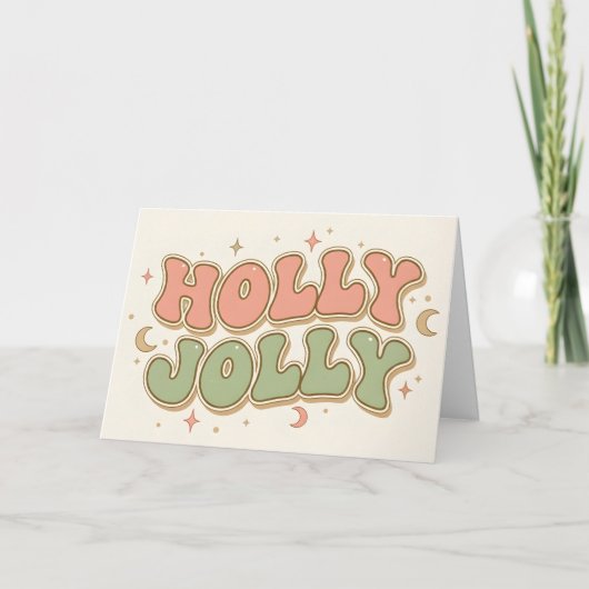 Boho Retro Holly Jolly Christmas Feestdagen Kaart (Voorkant)
