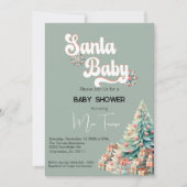 Boho Retro Kerst Baby shower Kaart (Voorkant)