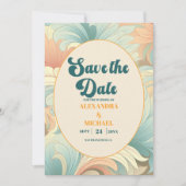 Boho Retro Kleurrijke Bloemen Bruiloft Save The Date (Voorkant)
