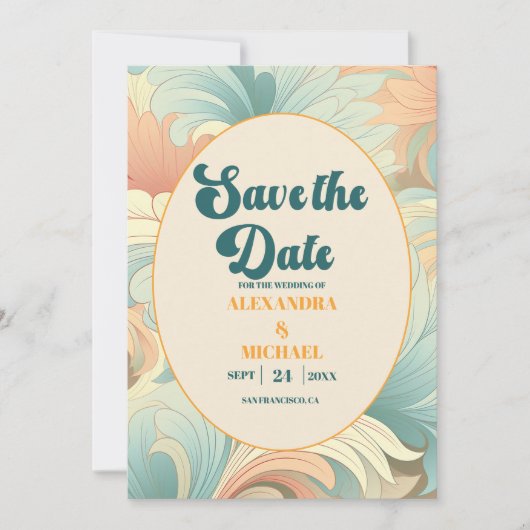 Boho Retro Kleurrijke Bloemen Bruiloft Save The Date (Voorkant)
