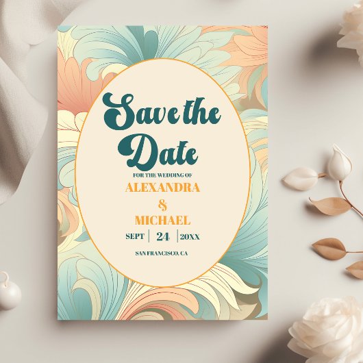 Boho Retro Kleurrijke Bloemige Bruiloft Save The Date