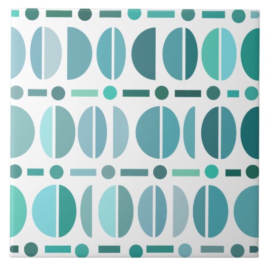 Boho Retro Kompatroon Turquoise Tegeltje (Voorkant)