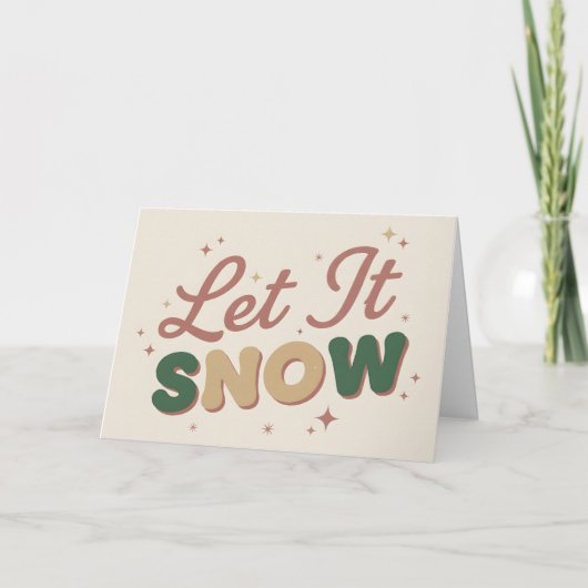 Boho Retro Laat het Sneeuwen Kerstmis Feestdagen Kaart (Voorkant)