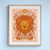 Boho Retro Leo Zodiac Poster