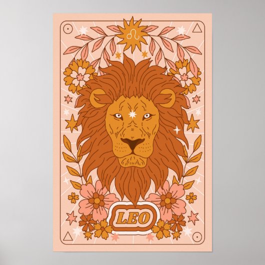 Boho Retro Leo Zodiac Poster (Voorkant)