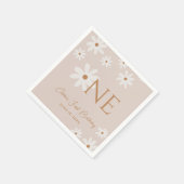 Boho Retro Lichtbruin Daisy Bloemen Eerste Verjaar Servet (Hoek)