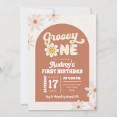 Boho Retro Madelief Groovy Eerste Verjaardag Kaart (Voorkant)