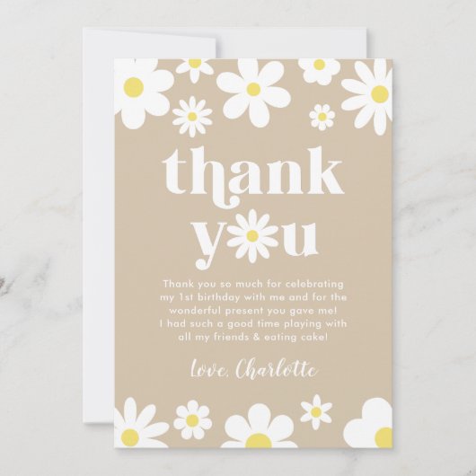 Boho Retro Madelijn Verjaardag Bedankkaart (Voorkant)