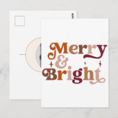 Boho Retro Merry en Bright Briefkaart (Voorkant / Achterkant)