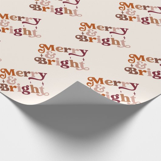 Boho Retro Merry en Bright Cadeaupapier (Hoek)