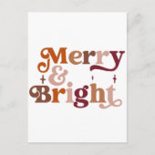 Boho Retro Merry en Bright Feestdagenkaart (Voorkant)