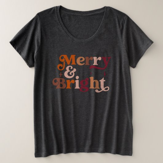 Boho Retro Merry en Bright Grote Maat T-shirt (Design voorkant)