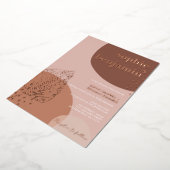 Boho Retro Modern Terracotta Wedding Roos Gold Folie Uitnodiging (Gedraaid)