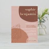 Boho Retro Modern Terracotta Wedding Roos Gold Folie Uitnodiging (Staand Voorkant)