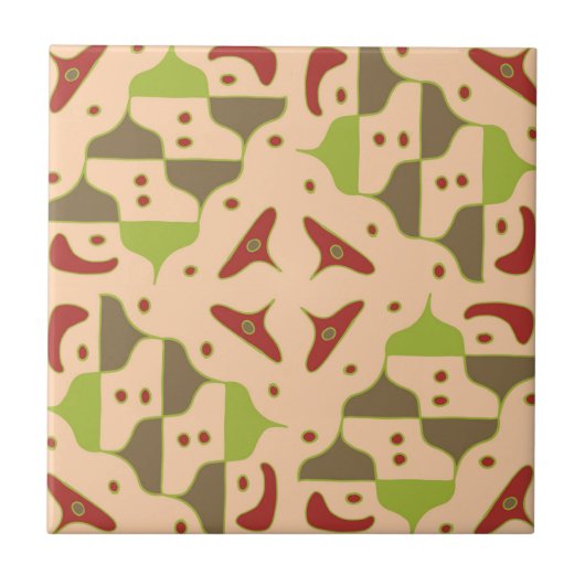 Boho Retro Moderne Grafische Keramische Tegel Tegeltje (Voorkant)