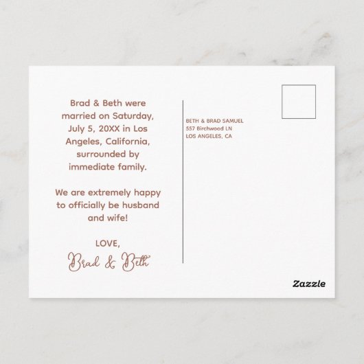 Boho Retro Net Getrouwd Foto Ansichtkaart Briefkaart (Achterkant)