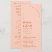 Boho Retro Oranje Trouw Programmakaart (Voorkant / Achterkant)