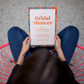 Boho Retro Oranje Typografie Wavy Vrijgezellenfees Kaart