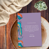 Boho Retro Paarse Blauw Sinaasappel Typografie Wav Bedankkaart