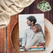 Boho Retro Paarse Blauw Sinaasappel Typografie Wav Bedankkaart