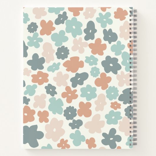 Boho retro pastel bloemmotief notitieboek (Achterkant)