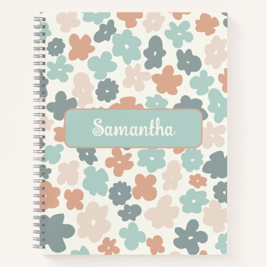 Boho retro pastel bloemmotief notitieboek (Voorkant)