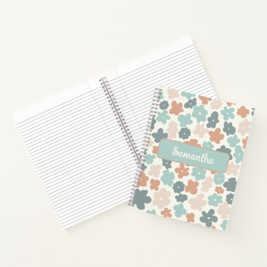 Boho retro pastel bloemmotief notitieboek (Binnen)