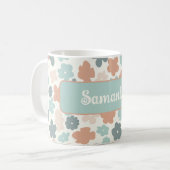 Boho retro pastel flower print koffiemok (Voorkant links)