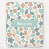 Boho retro pastel flower print muismat (Voorkant)