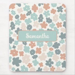 Boho retro pastel flower print muismat