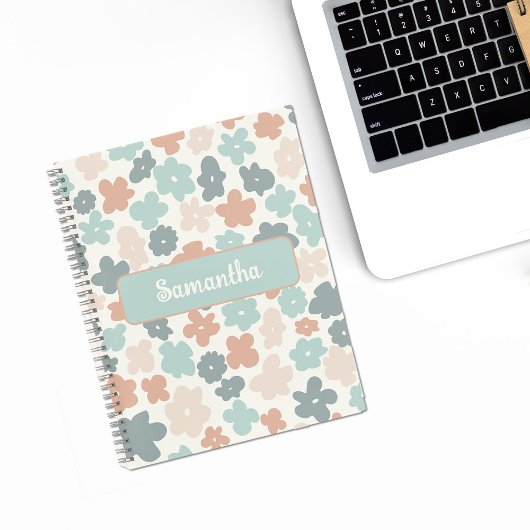 Boho retro pastel flower print notitieboek