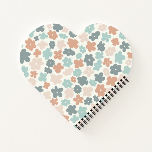 Boho retro pastel flower print notitieboek (Achterkant)