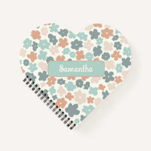 Boho retro pastel flower print notitieboek