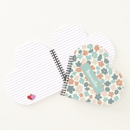 Boho retro pastel flower print notitieboek (Binnen)