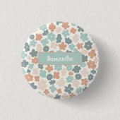 Boho retro pastel flower print ronde button 3,2 cm (Voorkant)