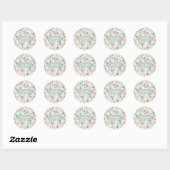 Boho retro pastel flower print ronde sticker (Vel)