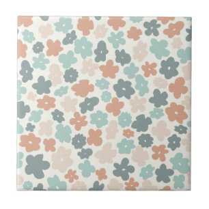 Boho retro pastel flower print tegeltje