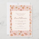 Boho Retro Pastel Pink Floral Baby shower Kaart (Voorkant)