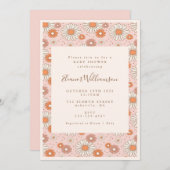 Boho Retro Pastel Pink Floral Baby shower Kaart (Voorkant / Achterkant)