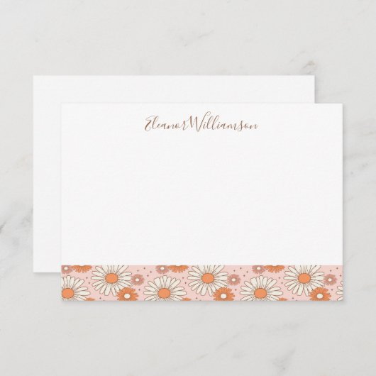 Boho Retro Pastel Pink Floral Custom Shower Bedankkaart (Voorkant / Achterkant)