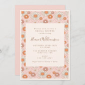 Boho Retro Pastel Pink Floral Vrijgezellenfeest Kaart (Voorkant / Achterkant)