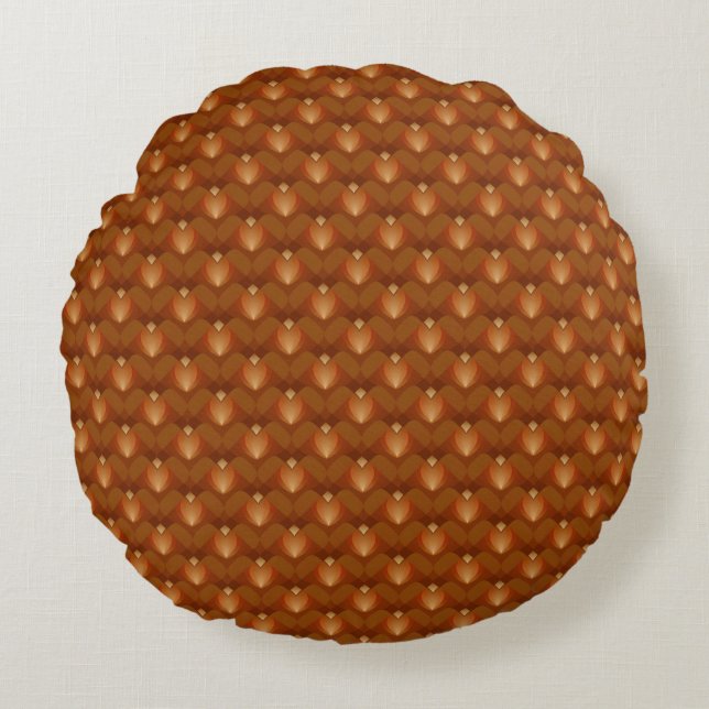 Boho Retro Patroon in 70s Stijl Rond Kussen (Voorkant)