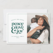 Boho Retro Peace Love Joy Foto met kerstkaart (Voorkant)