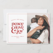Boho Retro Peace Love Joy Foto met kerstkaart (Voorkant)