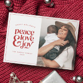 Boho Retro Peace Love Joy Foto met kerstkaart